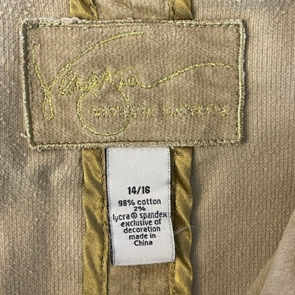 Venezia Supreme Vintage Y2K Tan Corduroy Distressed Boho Blazer Jacket 14/16 - Picture 9 of 10